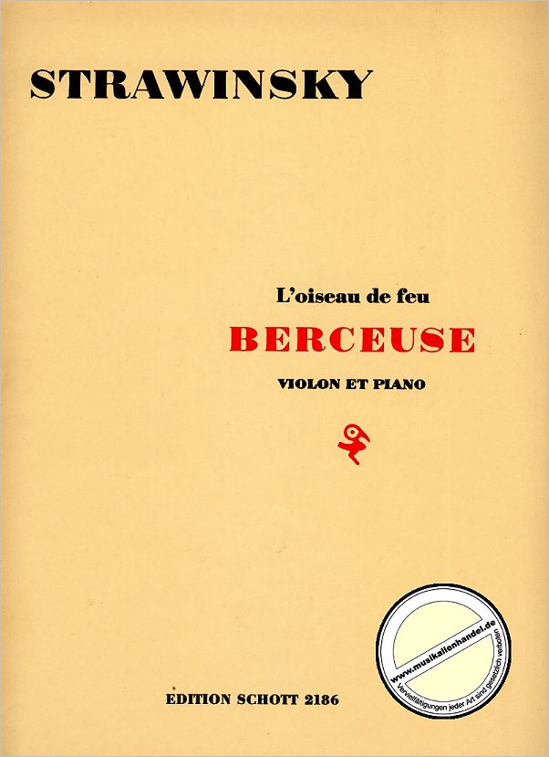 Titelbild für ED 2186 - BERCEUSE (L'OISEAU DE FEU)