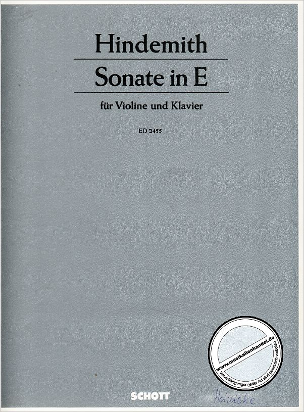 Titelbild für ED 2455 - SONATE E-DUR (1935)