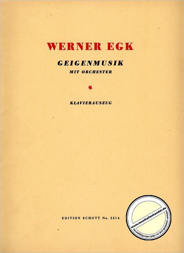 Titelbild für ED 2514 - GEIGENMUSIK (1936)