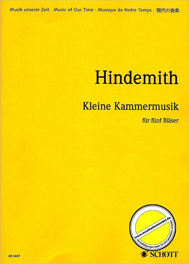 Titelbild für ED 3437 - KLEINE KAMMERMUSIK OP 24/2 1922