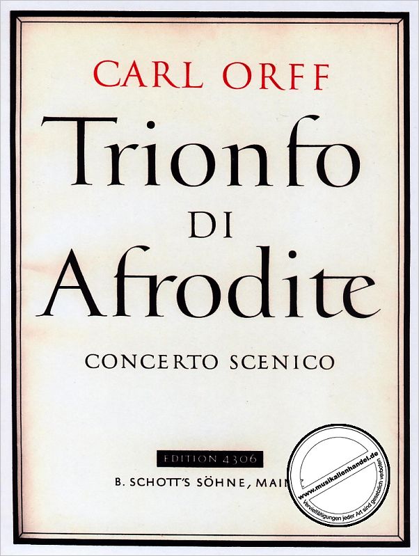 Titelbild für ED 4306 - TRIONFO DI AFRODITE - CONCERTO SCENICO