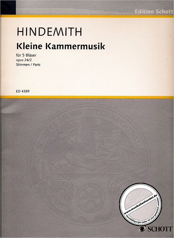 Titelbild für ED 4389 - KLEINE KAMMERMUSIK OP 24/2(1922