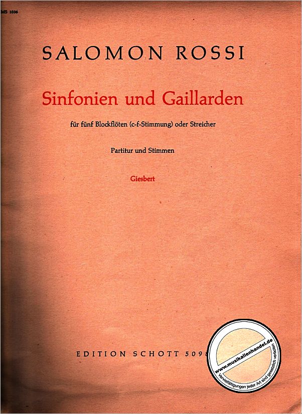 Titelbild für ED 5098 - SINFONIEN + GAILLARDEN