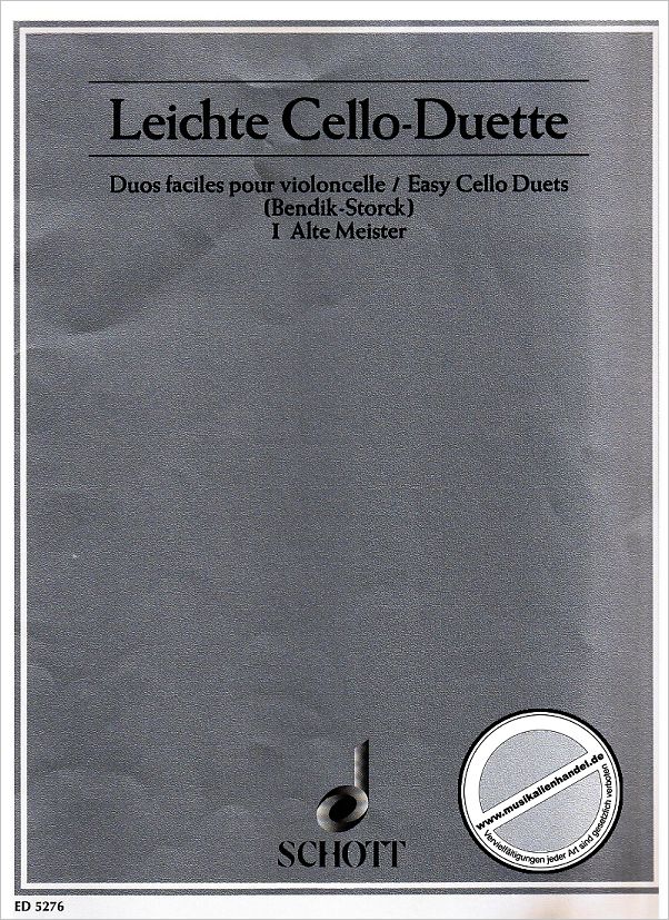 Titelbild für ED 5276 - LEICHTE CELLO DUETTE 1