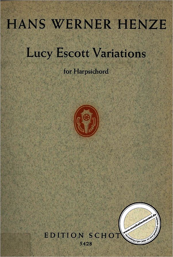 Titelbild für ED 5428 - LUCY ESCOTT VARIATIONEN (1963)