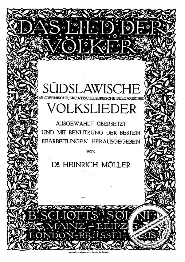 Titelbild für ED 558 - DAS LIED DER VOELKER 8 - SUEDSLAWISCHE V
