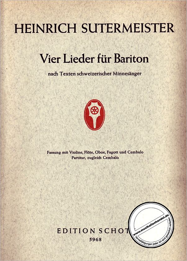 Titelbild für ED 5968 - LIEDER NACH SCHWEIZER MINNESAENGERN