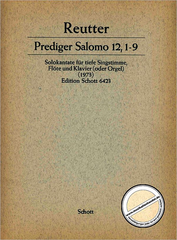 Titelbild für ED 6423 - PREDIGER SALOMO 12 1-9 (1973)