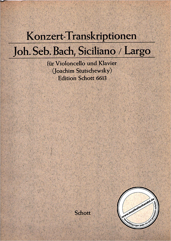Titelbild für ED 6613 - SICILIANO U LARGO (KONZERT TRANSKRIPTION)