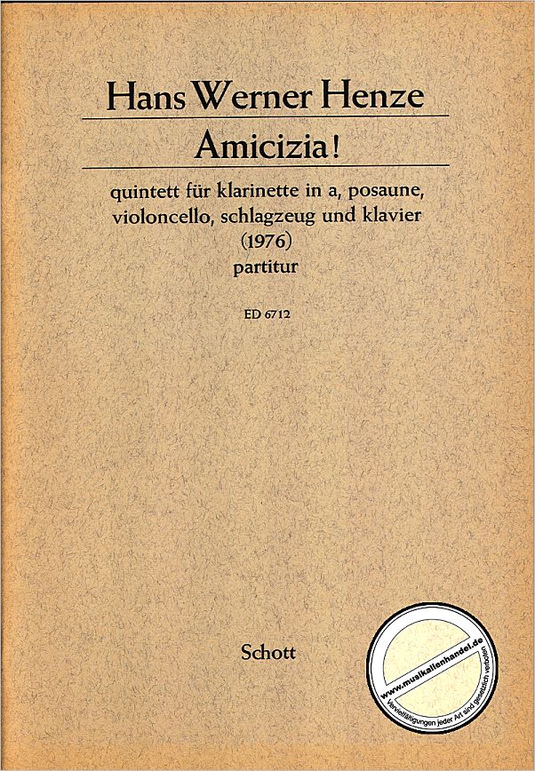 Titelbild für ED 6712 - AMICIZIA QUINTETT (1976)