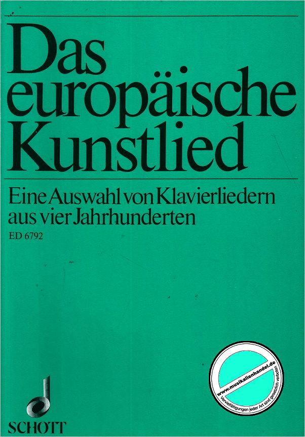 Titelbild für ED 6792 - DAS EUROPAEISCHE KUNSTLIED