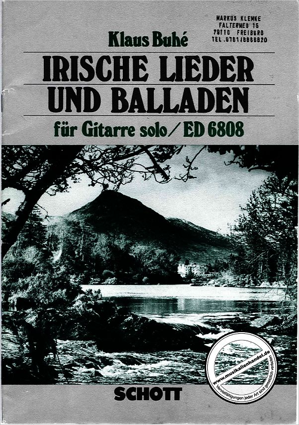 Titelbild für ED 6808 - IRISCHE LIEDER + BALLADEN