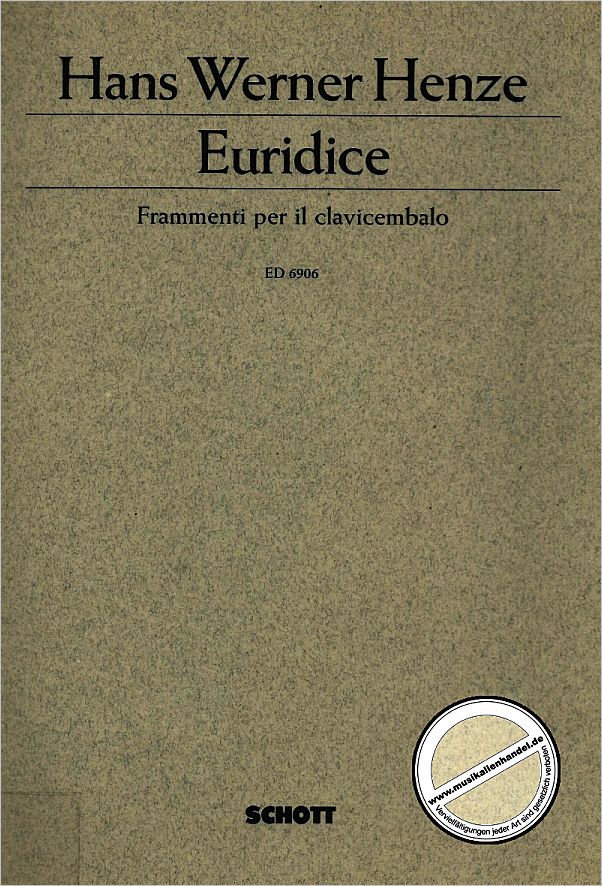 Titelbild für ED 6906 - EURIDICE