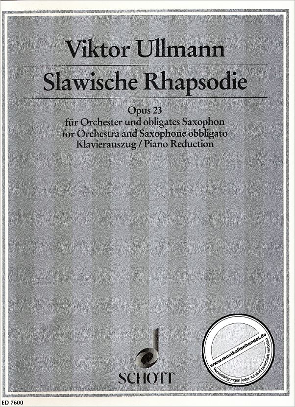 Titelbild für ED 7600 - SLAWISCHE RHAPSODIE OP 23 SAX ORCH