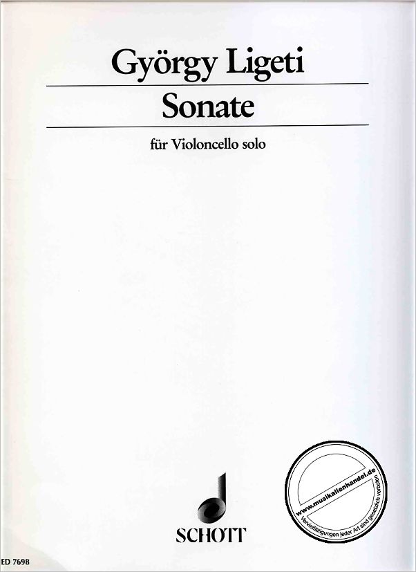 Titelbild für ED 7698 - Sonate (1948/1953) für Violoncello solo
