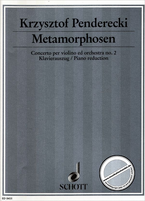 Titelbild für ED 8451 - METAMORPHOSEN (KONZERT NR 2) VL ORCH