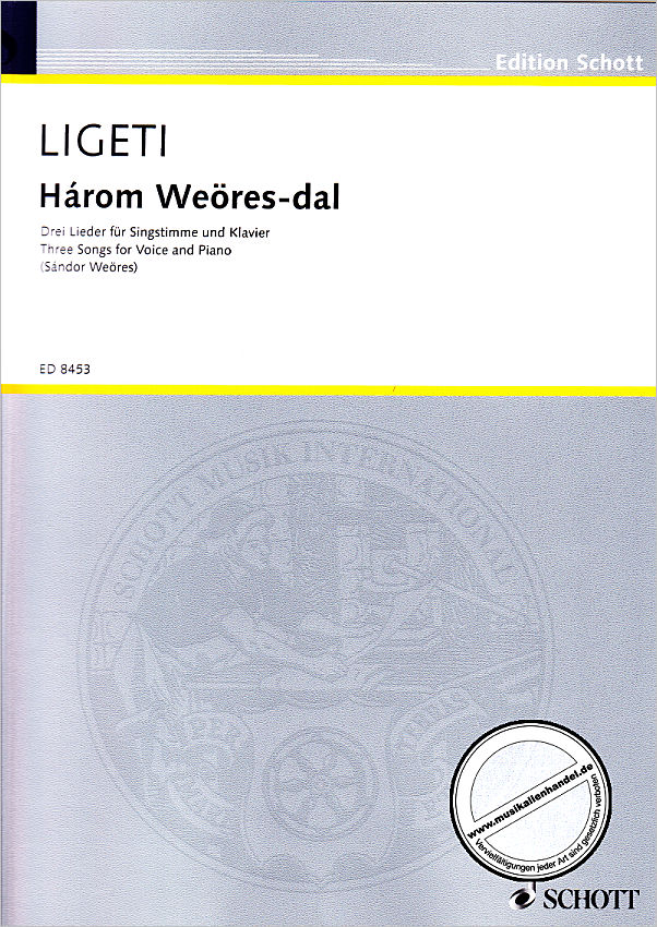 Titelbild für ED 8453 - HAROM WEOERES DAL - 3 LIEDER AUF TEXTE VON SANDOR WEOERES
