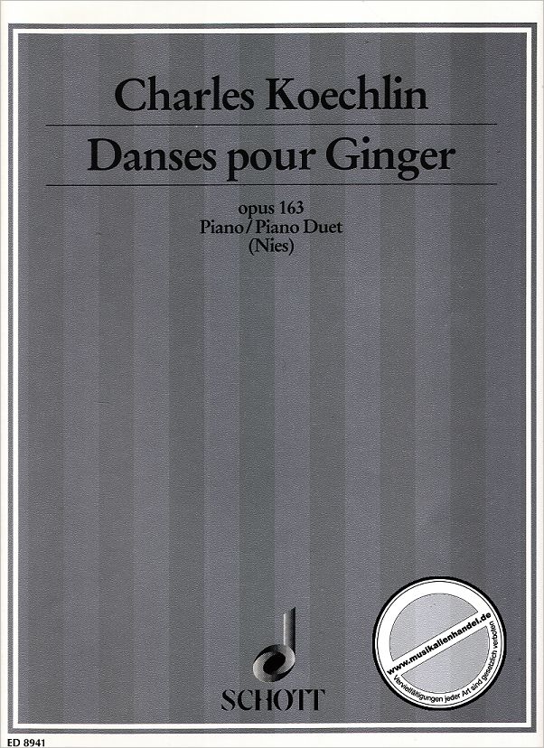 Titelbild für ED 8941 - DANSES POUR GINGER