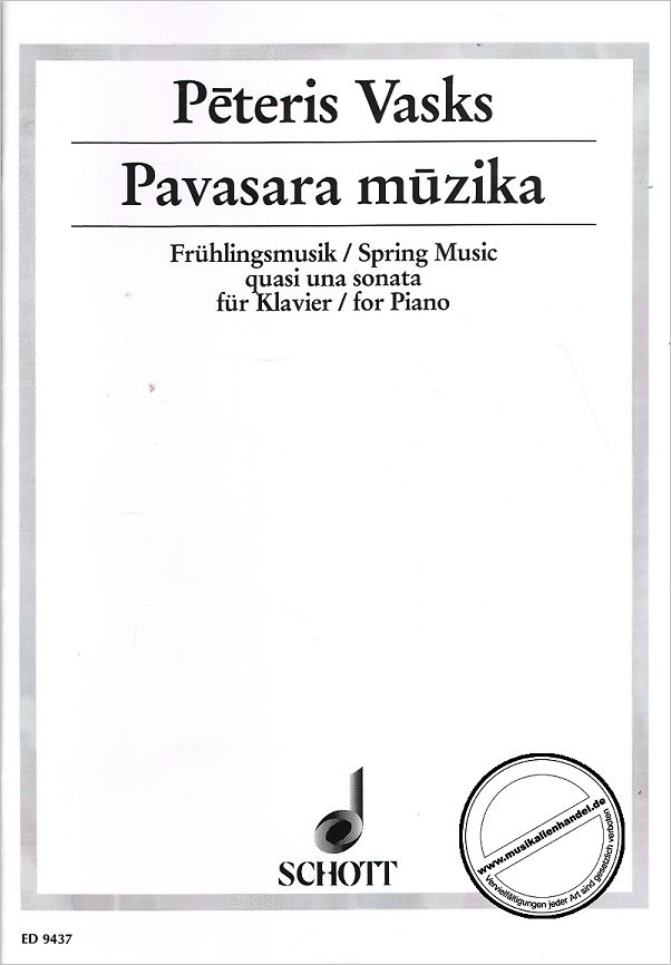 Titelbild für ED 9437 - PAVASARA MUZIKAN (FRUEHLINGSMUSIK)
