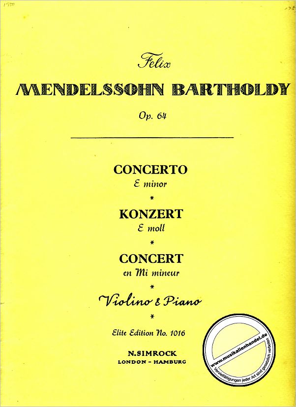 Titelbild für EE 1016 - KONZERT E-MOLL OP 64 - VL ORCH