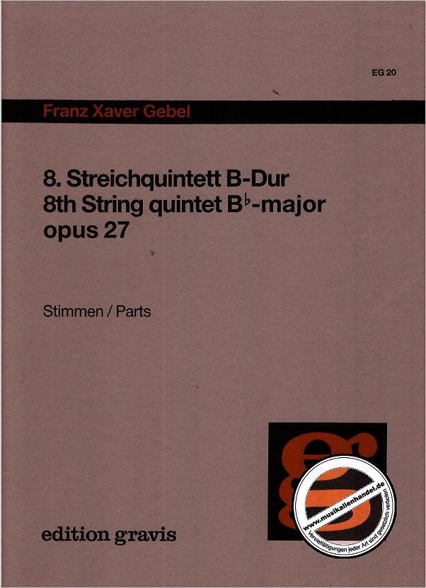 Titelbild für EG 20 - QUINTETT 8 OP 27