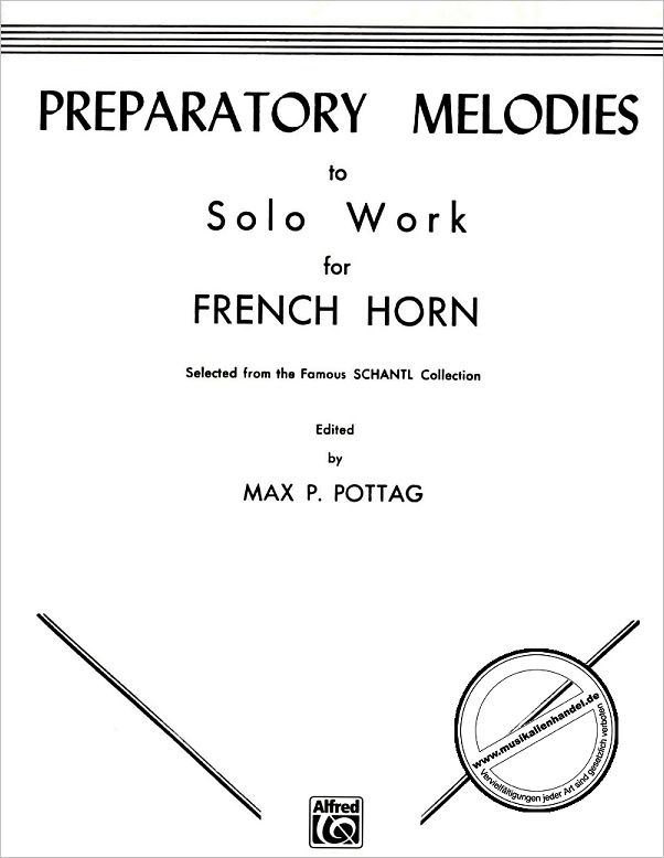 Titelbild für EL 00082 - PREPARATORY MELODIES TO SOLO WORK FOR FRENCH HORN (SCHANTL)