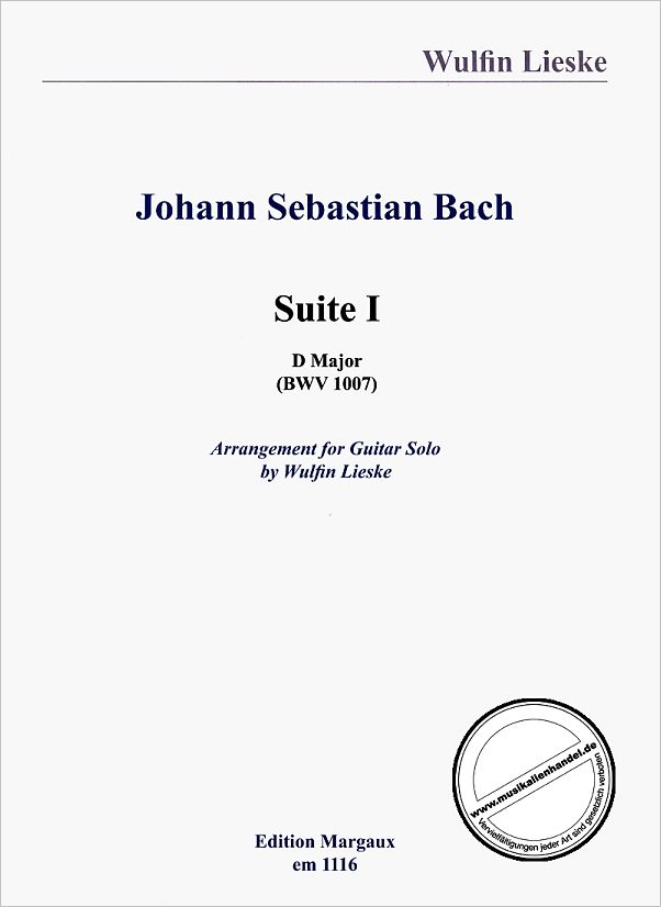 Titelbild für EM 1116 - SUITE 1 D-DUR (G-DUR) BWV 1007 FUER CELLO