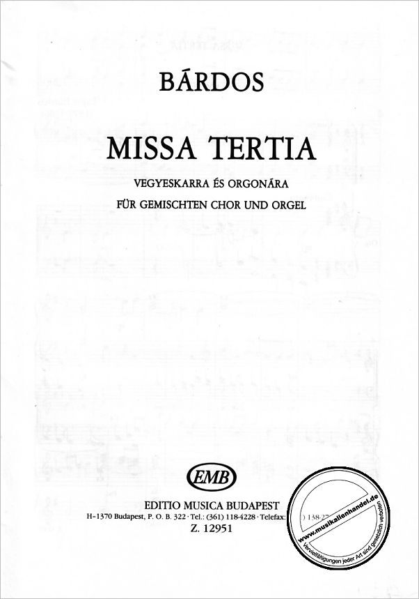 Titelbild für EMB 12951 - MISSA TERTIA