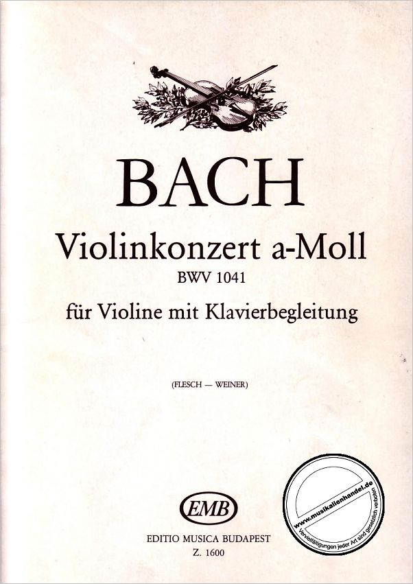 Titelbild für EMB 1600 - KONZERT 1 A-MOLL BWV 1041 - VL