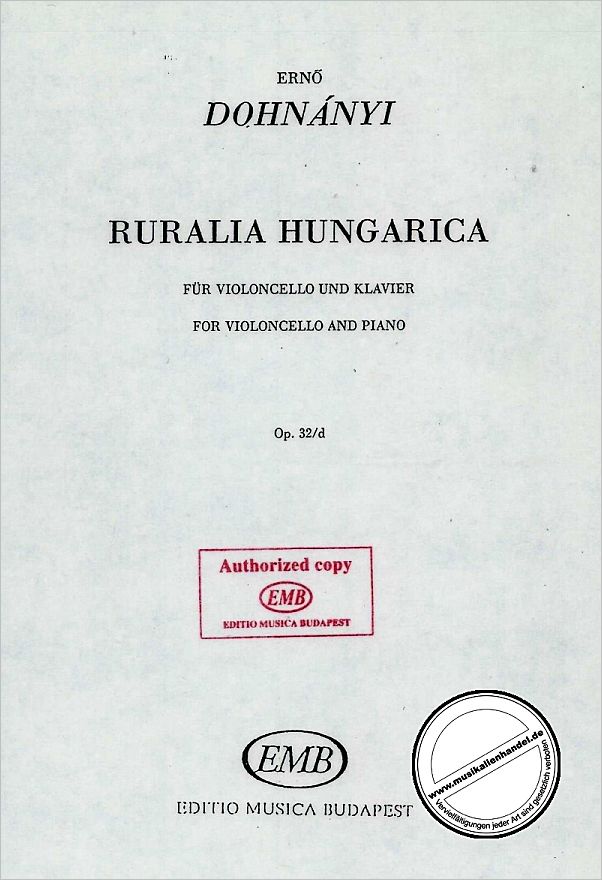 Titelbild für EMB 3586 - RURALIA HUNGARICA OP 32 D