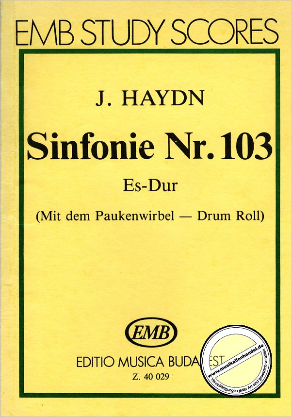 Titelbild für EMB 40029 - SINFONIE 103 ES-DUR HOB 1/103 (PAUKENWIRBEL)