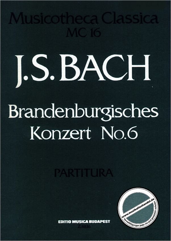 Titelbild für EMB 8836 - BRANDENBURGISCHES KONZERT 6 B-DUR BWV 1051
