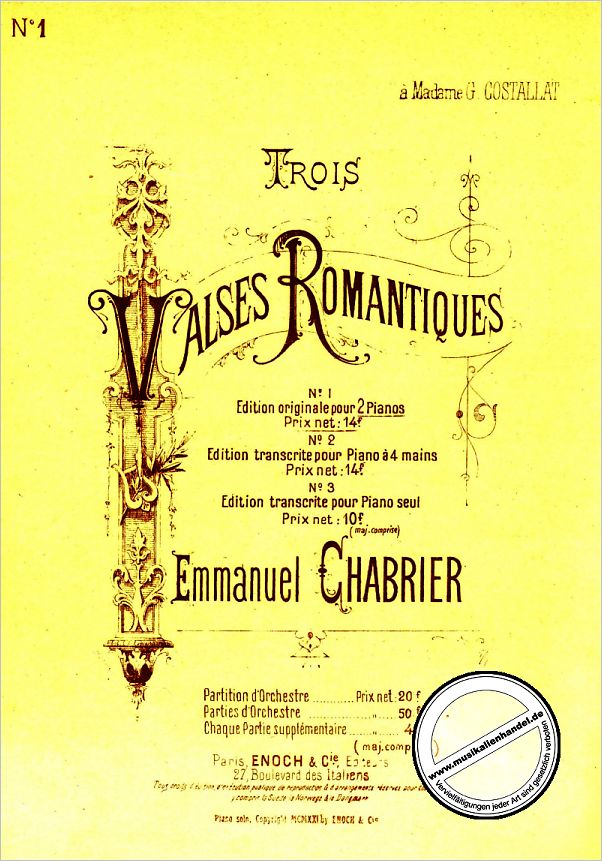 Titelbild für ENOCH 401 - 3 VALSES ROMANTIQUES POUR 2 PIANO