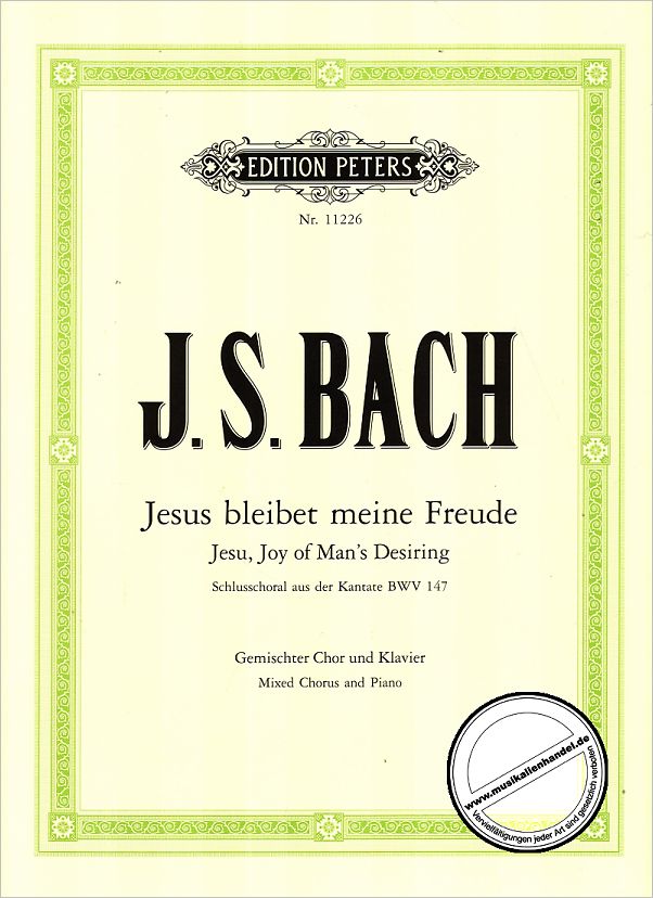 Titelbild für EP 11226 - JESUS BLEIBET MEINE FREUDE (KANTATE BWV 147)