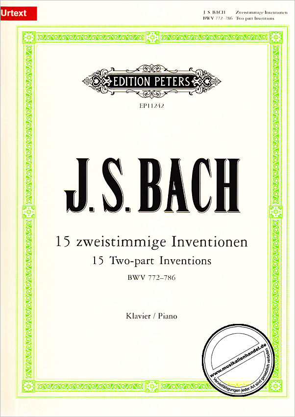 Titelbild für EP 11242 - 15 ZWEISTIMMIGE INVENTIONEN BWV 772-786