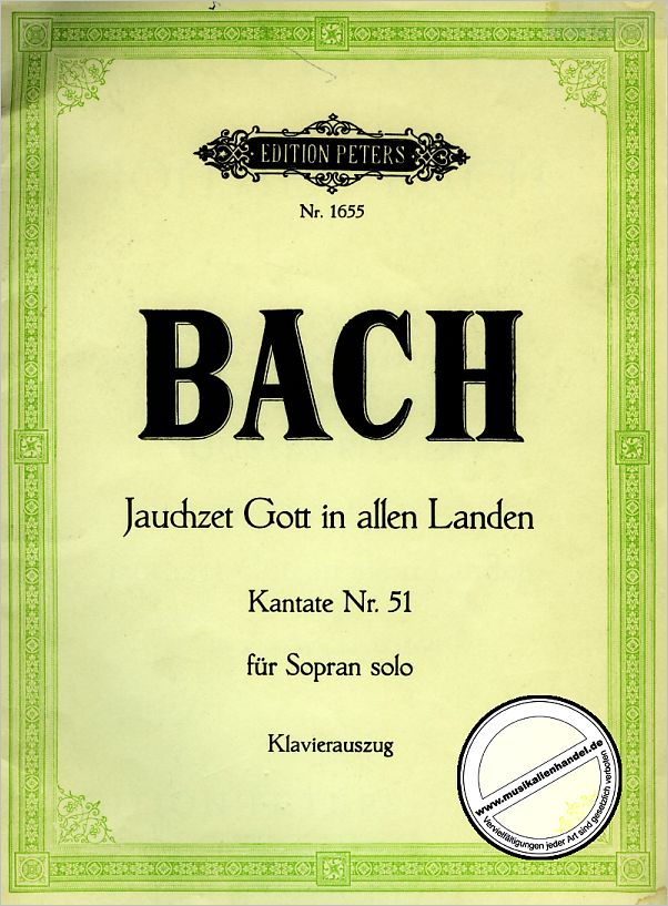 Titelbild für EP 1655 - KANTATE 51 JAUCHZET GOTT IN ALLEN LANDEN BWV 51
