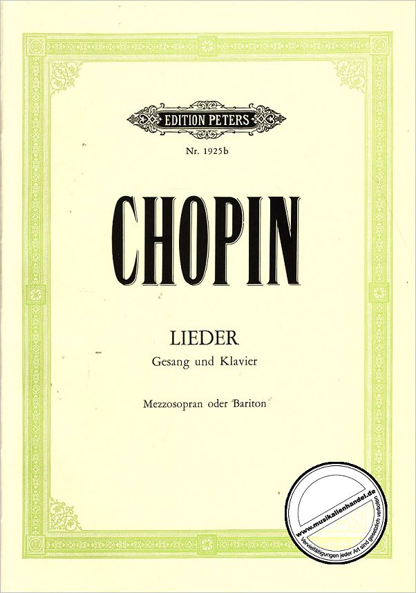 Titelbild für EP 1925B - POLNISCHE LIEDER OP 74