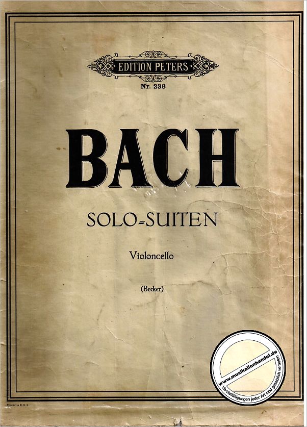 Titelbild für EP 238 - 6 SUITEN BWV 1007-1012 (VC)