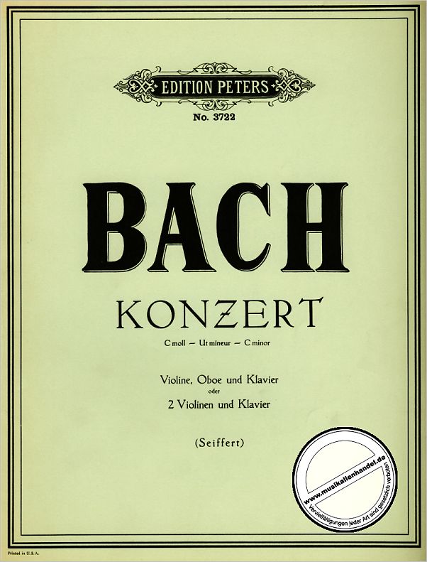 Titelbild für EP 3722 - KONZERT C-MOLL BWV 1060 - 2 VL