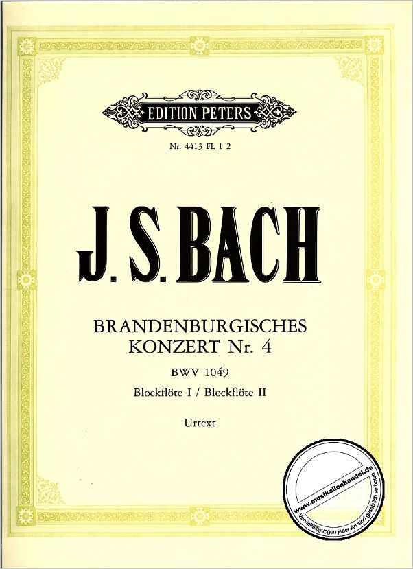 Titelbild für EP 4413-BFL - BRANDENBURGISCHES KONZERT 4 G-DUR BWV 1049