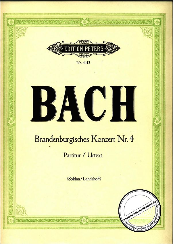 Titelbild für EP 4413 - BRANDENBURGISCHES KONZERT 4 G-DUR BWV 1049