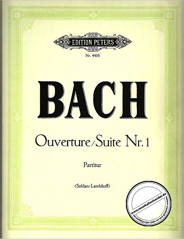 Titelbild für EP 4416 - OUVERTUERE (ORCHESTERSUITE) 1 C-DUR BWV 1066