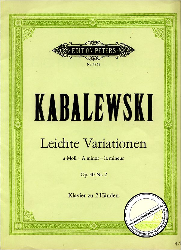 Titelbild für EP 4736 - LEICHTE VARIATIONEN A-MOLL OP 40/2