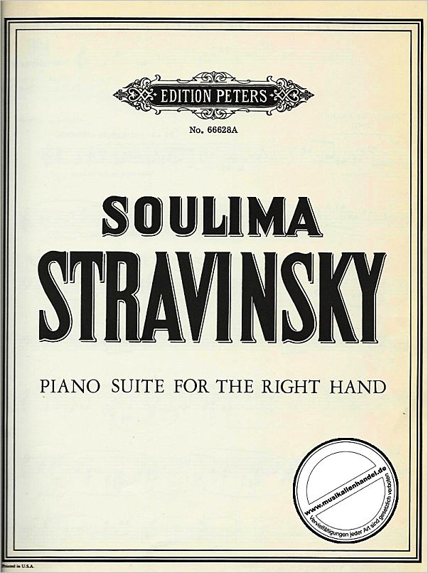Titelbild für EP 66628A - PIANO SUITE FOR THE RIGHT HAND