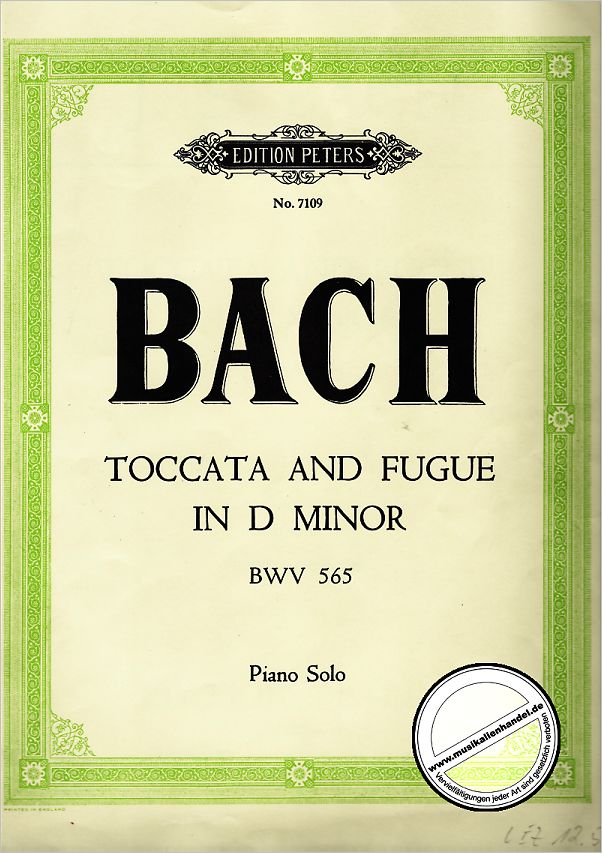 Titelbild für EP 7109 - TOCCATA + FUGE D-MOLL BWV 565