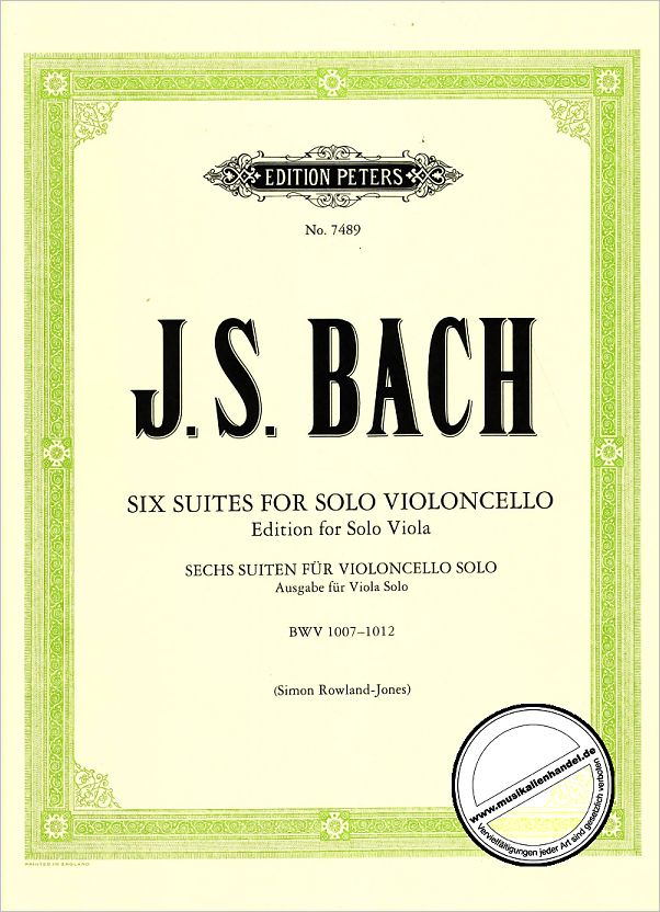 Titelbild für EP 7489 - 6 SUITEN BWV 1007-1012 (VC)
