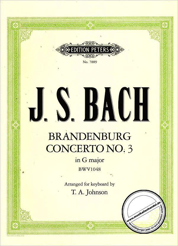 Titelbild für EP 7889 - BRANDENBURGISCHES KONZERT 3 G-DUR BWV 1048