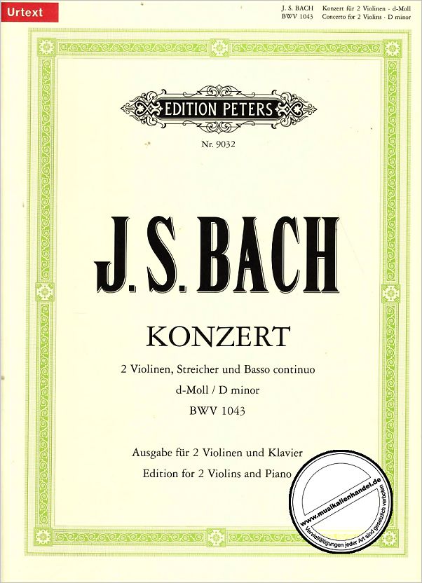 Titelbild für EP 9032 - KONZERT D-MOLL BWV 1043 - 2 VL