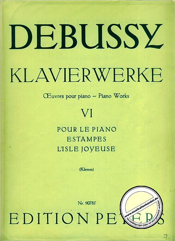 Titelbild für EP 9078F - KLAVIERWERKE 6 - POUR LE PIANO