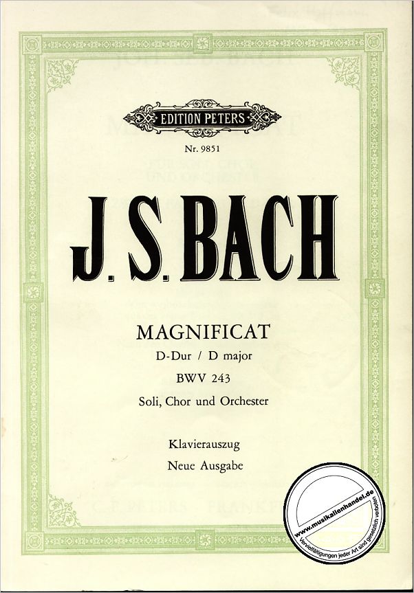 Titelbild für EP 9851 - MAGNIFICAT D-DUR BWV 243